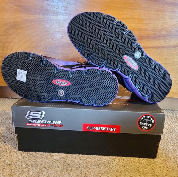 Skechers Women's Size 8.5 Arterios Alloy Toe Purple And Black Work Shoes - Picture 6 of 8
